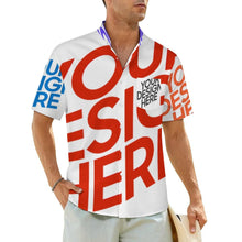 Cargar imagen en el visor de la galería, Camisa de hombre de manga corta con cuello alto y bolsillo LM058 personalizado con patrón foto texto (impresión de imágenes múltiples)