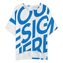 Cargar imagen en el visor de la galería, Conjunto para mujer compuesto por una camisa de cuello redondo con mangas murciélago y un pantalón ancho con cinturilla elástica YKL04 personalizado con patrón foto texto (impresión de imagen única)