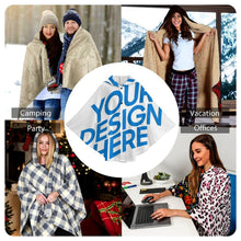 Cargar imagen en el visor de la galería, Manta con capucha unisex NDP08 personalizado con patrón foto texto (impresión de imagen única)