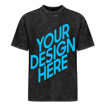 Cargar imagen en el visor de la galería, Camiseta de manga corta con hombros caídos y lavado retro personalizado con patrón foto texto