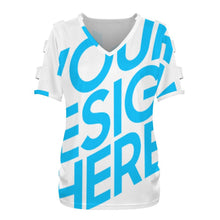 Cargar imagen en el visor de la galería, Camiseta de mujer de manga corta con hombros descubiertos LM077 personalizado con patrón foto texto (impresión de imagen única)