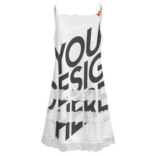 Cargar imagen en el visor de la galería, Vestido lencero con ribete de encaje para mujer SDS2520 personalizado con patrón foto texto (impresión de imágenes múltiples)
