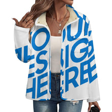 Cargar imagen en el visor de la galería, Camisas casuales de polar para mujer MWL505 con cuello alto personalizado con patrón foto texto