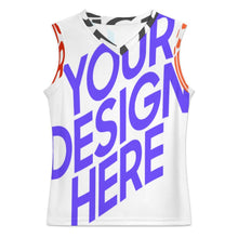 Cargar imagen en el visor de la galería, Camiseta sin mangas de baloncesto para hombre Camiseta TK con cuello en V personalizado con patrón foto texto (impresión de imágenes múltiples)