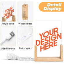 Cargar imagen en el visor de la galería, Lámpara de noche acrílica (base enchufable de colores) personalizado con patrón foto texto