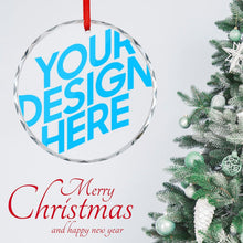 Cargar imagen en el visor de la galería, Adorno de árbol de Navidad de vidrio redondo personalizado con patrón foto texto