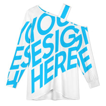 Cargar imagen en el visor de la galería, Camiseta asimétrica de manga larga con tirantes midi LDV personalizado con patrón foto texto (impresión de imagen única)