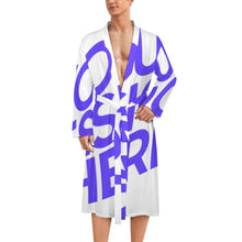Cargar imagen en el visor de la galería, Albornoz de hombre LM003 adecuado para el baño salón dormitorio personalizado con patrón foto texto (impresión de imagen única)