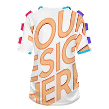 Cargar imagen en el visor de la galería, Camiseta de mujer de manga corta con hombros descubiertos LM077 personalizado con patrón foto texto (impresión de imágenes múltiples)