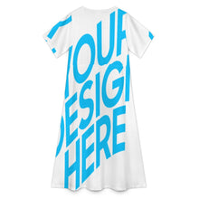 Cargar imagen en el visor de la galería, Vestido largo de manga corta con cuello redondo para mujer A89Q personalizado con patrón foto texto