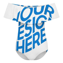 Cargar imagen en el visor de la galería, Traje de baño de una pieza con volantes y hombros descubiertos OFF SHOULDER para mujer 294328 personalizado con patrón foto texto (impresión de imagen única)