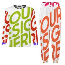 Cargar imagen en el visor de la galería, Pijama de hombre de 2 piezas con cuello redondo y manga larga LM094 personalizado con patrón foto texto (impresión de imágenes múltiples)