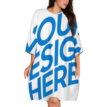 Cargar imagen en el visor de la galería, Vestido de pijama tipo camiseta para mujer talla grande personalizado con patrón foto texto (impresión de imagen única)
