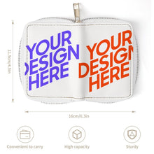Cargar imagen en el visor de la galería, Tarjetero de piel sintética con cremallera personalizado con patrón foto texto (impresión de imágenes múltiples)