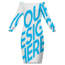 Cargar imagen en el visor de la galería, Vestido largo con hombros descubiertos para mujer MXLD personalizado con patrón foto texto (impresión de imagen única)