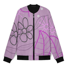 Cargar imagen en el visor de la galería, Lightweight Pilot Jacket Purple, Hand Drawn, Flower, Line
