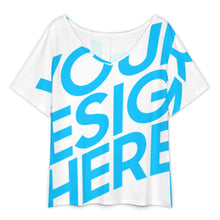 Cargar imagen en el visor de la galería, Camiseta de mujer de manga corta con escote en V y dobladillo dividido NT65 personalizado con patrón foto texto (impresión de imagen única)