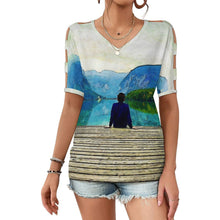 Cargar imagen en el visor de la galería, Camiseta Hombros Descubiertos Mujer Personalizable | Top Verano V Escote