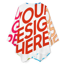 Cargar imagen en el visor de la galería, Blusa de mujer con escote en V y manga larga con dobladillo irregular BZL personalizado con patrón foto texto (impresión de imágenes múltiples)