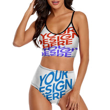 Cargar imagen en el visor de la galería, Conjunto de bikini de dos piezas con bustier para mujer BK2139 personalizado con patrón foto texto (impresión de imágenes múltiples)