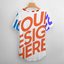 Cargar imagen en el visor de la galería, Camiseta de manga corta con cuello en V de seda hielo para mujer NZ109 personalizado con patrón foto texto (impresión de imágenes múltiples)