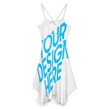 Cargar imagen en el visor de la galería, Vestido midi de tirantes con dobladillo irregular VCQ personalizado con patrón foto texto (impresión de imagen única)