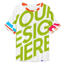 Cargar imagen en el visor de la galería, Camiseta de mujer con cuello redondo y mangas de hoja de loto NT103 personalizado con patrón foto texto (impresión de imágenes múltiples)