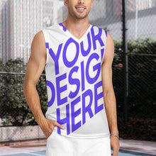 Cargar imagen en el visor de la galería, Camiseta TK de chaleco de baloncesto con cuello en V para hombre personalizado con patrón foto texto (impresión de imagen única)