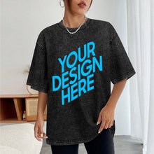 Cargar imagen en el visor de la galería, Camiseta de manga corta con hombros caídos estilo boutique retro personalizado con patrón foto texto