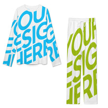 Cargar imagen en el visor de la galería, Conjunto de pantalón y camiseta de manga larga informal para mujer A86TZ Texto personalizado con patrón foto texto (impresión de imagen única)