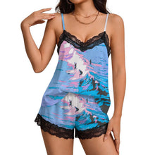 Cargar imagen en el visor de la galería, Pijama de Camisola y Short con Encaje Personalizable