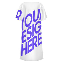 Cargar imagen en el visor de la galería, Vestido de mujer de manga corta con botones y cuello redondo LM501 personalizado con patrón foto texto (impresión de imagen única)