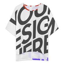 Cargar imagen en el visor de la galería, Conjunto de mujer YKL04 de camisa de cuello redondo con mangas murciélago y pantalón ancho con cintura elástica personalizado con patrón foto texto (impresión de imágenes múltiples)