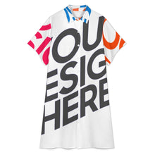Cargar imagen en el visor de la galería, Vestido camisero midi de manga corta para mujer B15Q personalizado con patrón foto texto (impresión de imágenes múltiples)