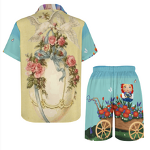 Cargar imagen en el visor de la galería, Conjunto de camisa de manga corta y pantalón corto para hombre B339D1P personalizado con patrón foto texto (impresión de imágenes múltiples)