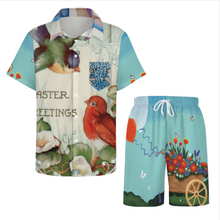 Cargar imagen en el visor de la galería, Conjunto de camisa de manga corta y pantalón corto para hombre B339D1P personalizado con patrón foto texto (impresión de imágenes múltiples)