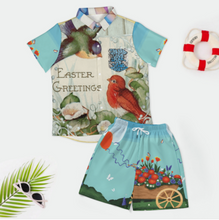 Cargar imagen en el visor de la galería, Conjunto de camisa de manga corta y pantalón corto para hombre B339D1P personalizado con patrón foto texto (impresión de imágenes múltiples)