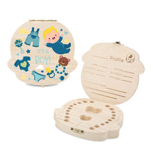 Cargar imagen en el visor de la galería, Caja de dientes de bebé, organizador de madera para niños para dientes de bebé, lindo recipiente de dientes para niños con pinzas y botella lanugo para mantener la memoria de la infancia YT1203000 Personalizado Personalizada con Foto, Texto o Logo