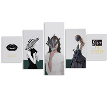Cargar imagen en el visor de la galería, Póster Cuadro Pintura Imagen Colgante de 5 paneles Diseño de múltiples imágenes (Combinación Vertical) Cuadro de lienzo Pintura de pared de 5 partes GY0903230 Personalizado Personalizada con Foto, Texto o Logo
