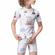 Cargar imagen en el visor de la galería, Traje de Baño de Surf Natación Manga Corta Pantalones Cortos para Niños ET009 Personalizado con Impresión Completa con Foto Logo Patrón Texto