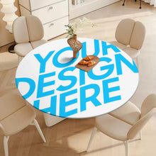 Cargar imagen en el visor de la galería, Funda de mantel redondo de tela oxford impermeable personalizado con patrón foto texto