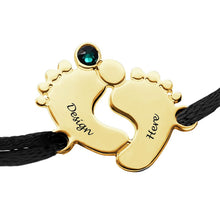 Cargar imagen en el visor de la galería, Pulsera de Pie de Bebé con Piedra Nacimiento Cuerda Satinada para Mujer Hombre S0034 Grabada Personalizada con Texto Nombre