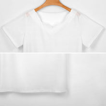 Cargar imagen en el visor de la galería, Camiseta manga corta escote ancho irregular de moda para mujer BBT Personalizada con Impresión Completa de múltiples imágenes con Foto Logo Patrón Texto