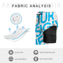 Cargar imagen en el visor de la galería, Traje de Baño para Hombres, pantalones cortos de playa de secado rápido con función de compresión personalizados con impresión completa de una imagen con foto patrón texto