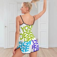 Cargar imagen en el visor de la galería, Conjunto de Ropa de Casa Casual de 2 Piezas top sin mangas pantalones cortos de Verano para Mujer SY0026 Personalizado con Impresión Completa de múltiples imágenes con Foto Logo Patrón Texto