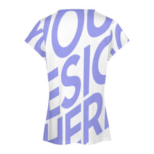 Cargar imagen en el visor de la galería, Camiseta manga corta cuello en V de moda para mujer AHT Personalizada con Impresión Completa de una imagen con Foto Logo Patrón Texto