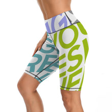 Cargar imagen en el visor de la galería, Leggings Cortos de Yoga Mallas de Cintura Alta de Ejercicio Fitness Pilate Deporte para mujer Y09B Personalizados con Impresión Completa de múltiples imágenes con Foto Logo Patrón Texto