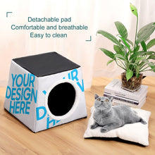 Cargar imagen en el visor de la galería, Acogedora cama para mascotas nido de cuevas para dormir para gatos y perros pequeños Personalizada con Foto Texto o Logo