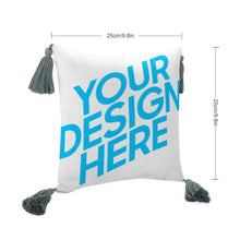 Cargar imagen en el visor de la galería, Almohada de Algodón-Lino con Borla de Diseño Personalizado con Tus Imágenes o Fotos