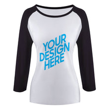 Cargar imagen en el visor de la galería, Camiseta de Manga Media 3/4 Bordada para Mujer de Algodón FS0803027 Personalizada con Foto Logo Patrón Texto